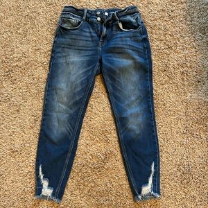 KanCan Dark Blue Distressed Ankle Jeans
